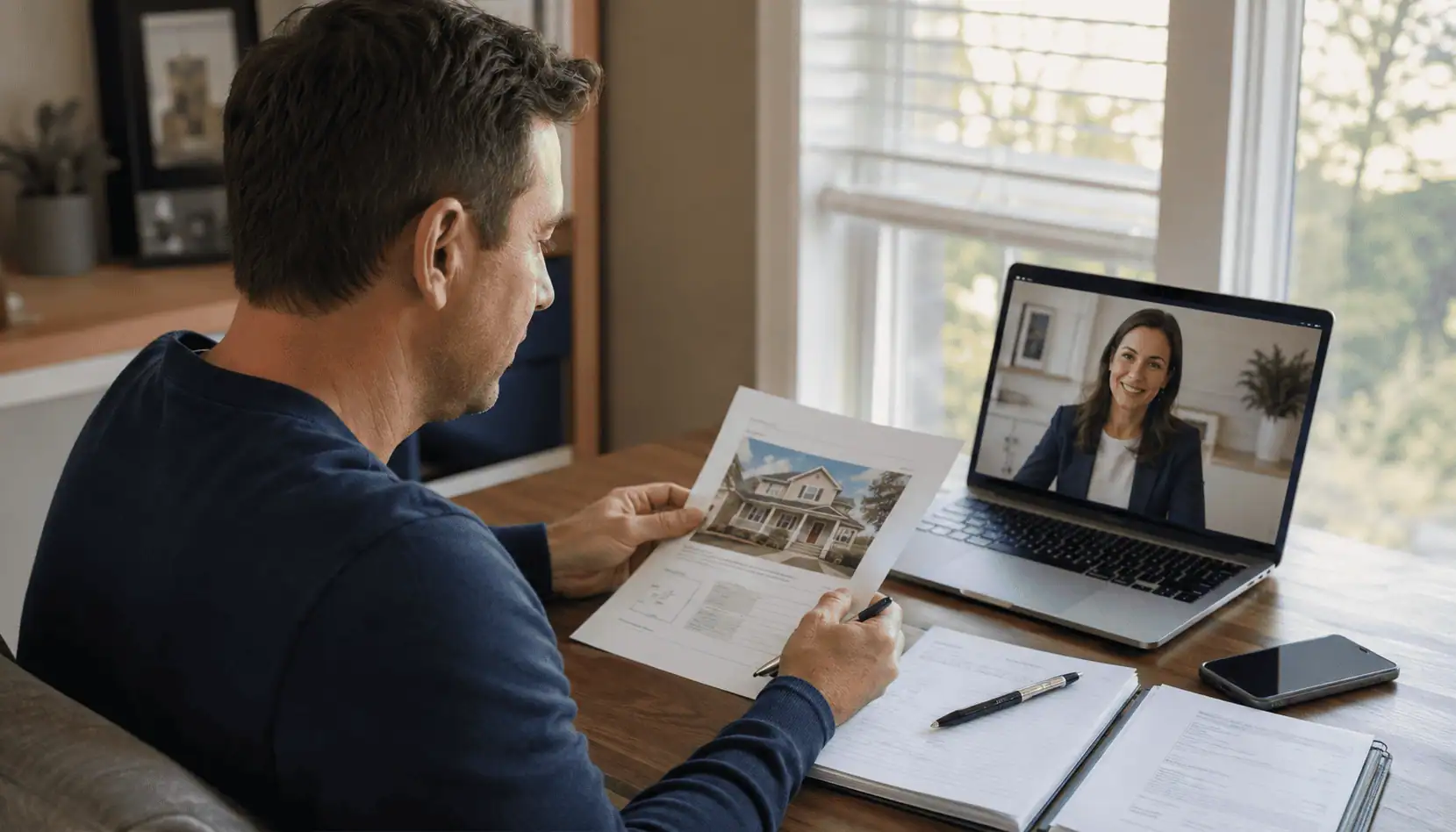Property owner discussing the remote sale of a New York house by video call