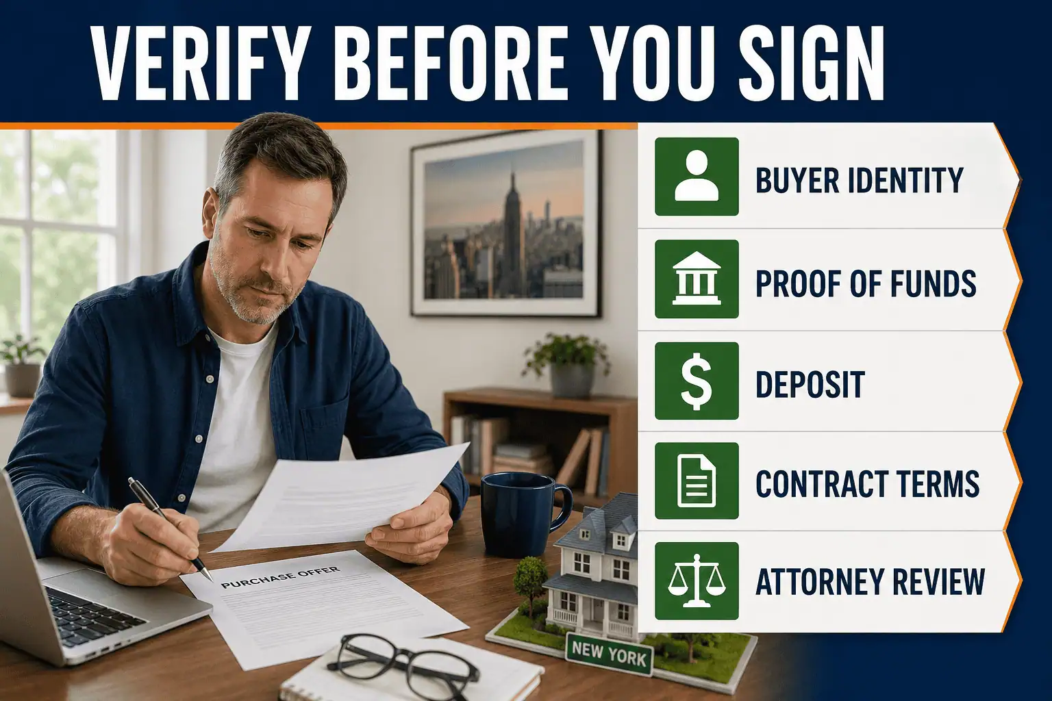New York homeowner comparing cash offers by price, fees, inspection terms, closing date, and net proceeds