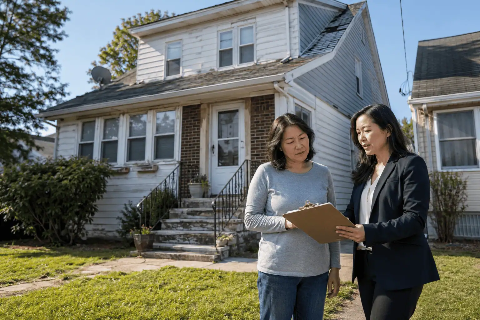 Homeowner reviewing options to sell a New York house that needs repairs